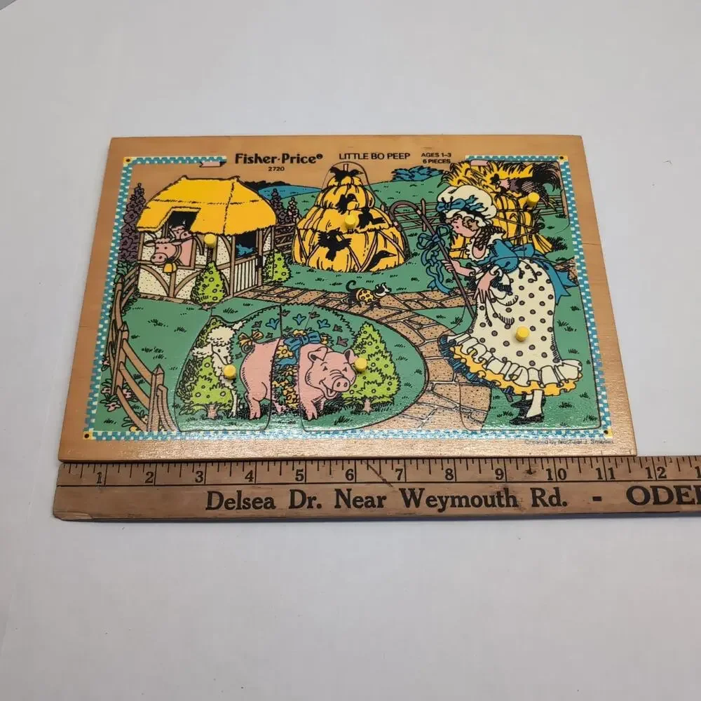 Fisher-Price 2720 Little Bo Peep Wooden Puzzle Pick Up And Peek 6 piece